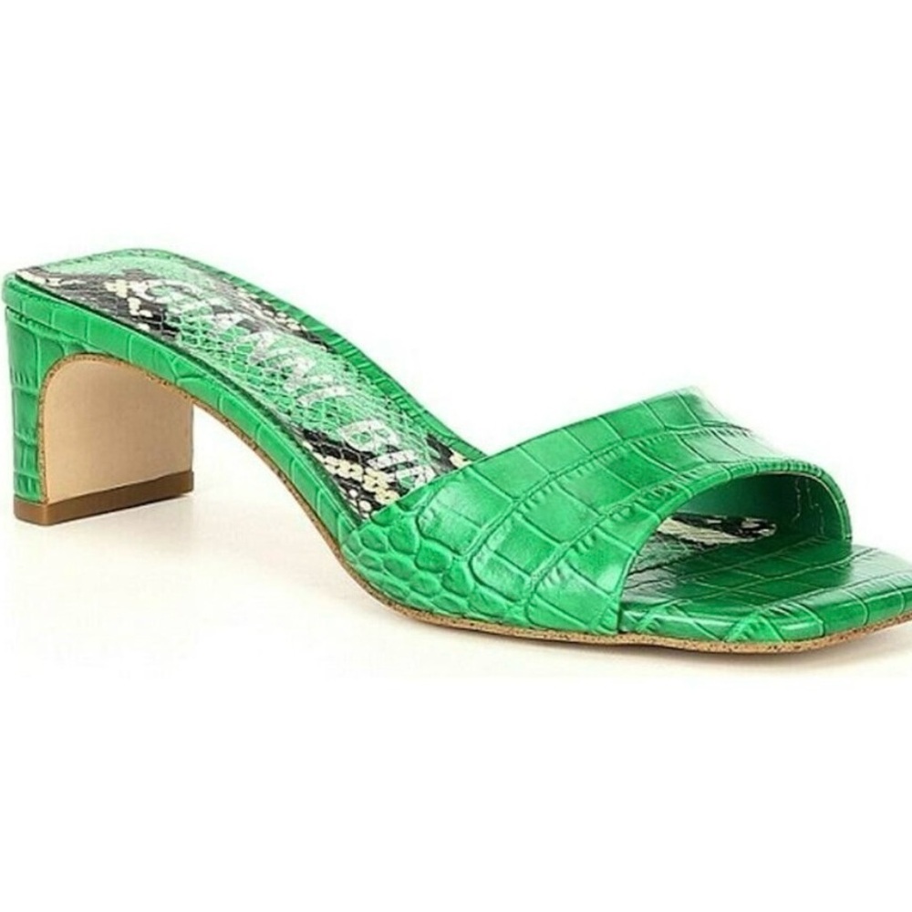 💚 Green Crocodile Stacilie Gianni Bini Leather Sandals Slides Size 9M